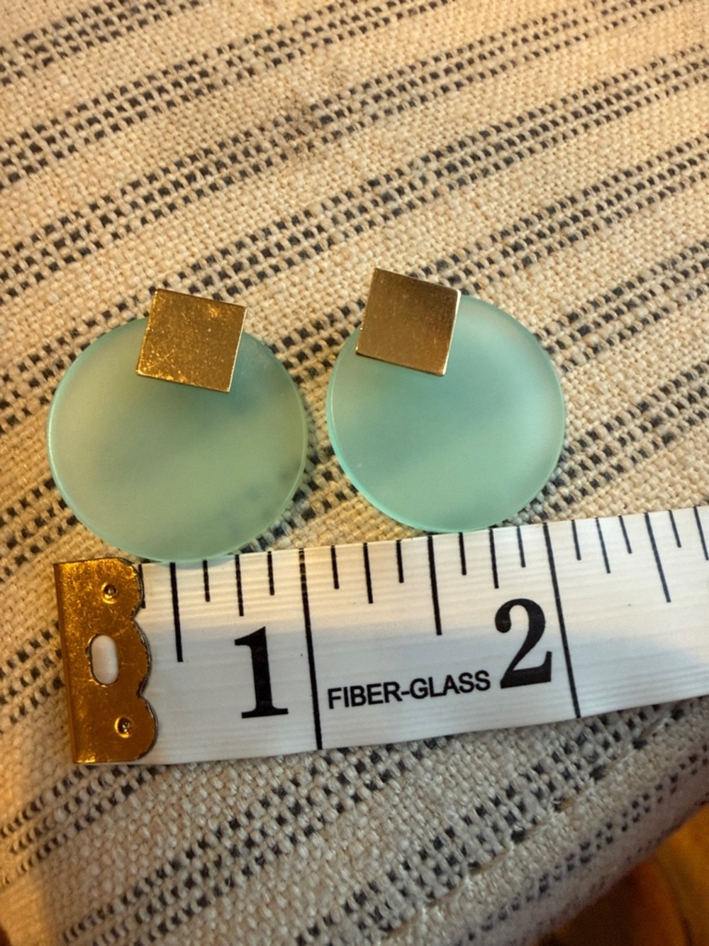 Gold Accent Mint Green Round Drop Earrings - Picture 2 of 4